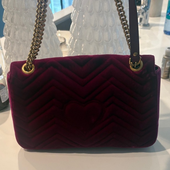 Gucci Velvet Marmont  Bag - Deep Purple with Gold Accents - Picture 9 of 9